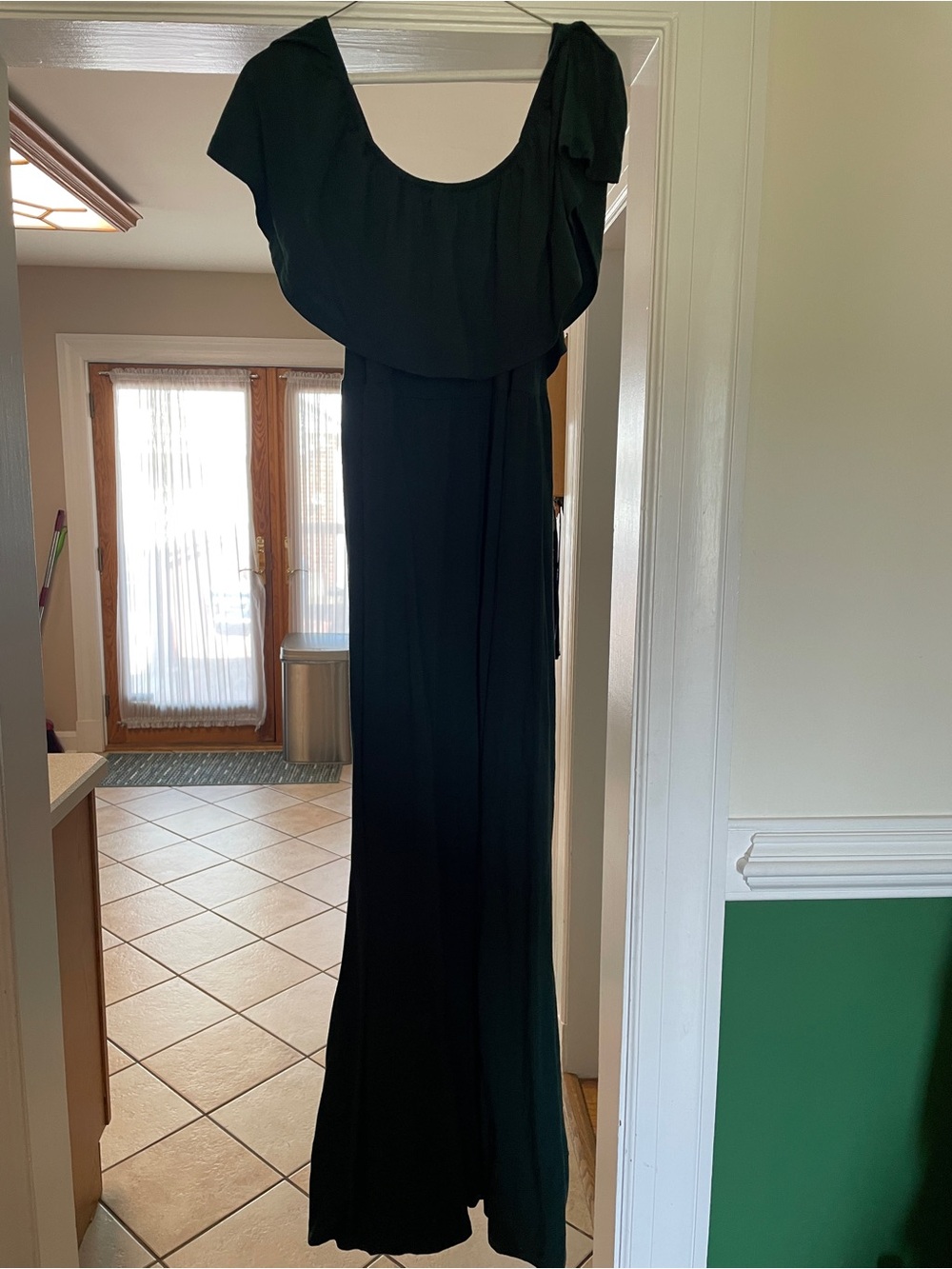 Dark Green Women’s Maxi Dress with Scoop Neck